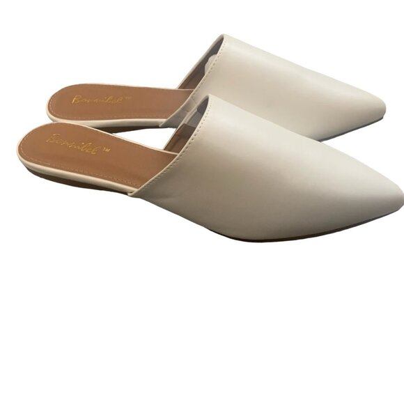 NWT BONNIBEL WHITE EVITA-4 SLIP ON POINTY TOE FLATS 10 - Picture 7 of 11